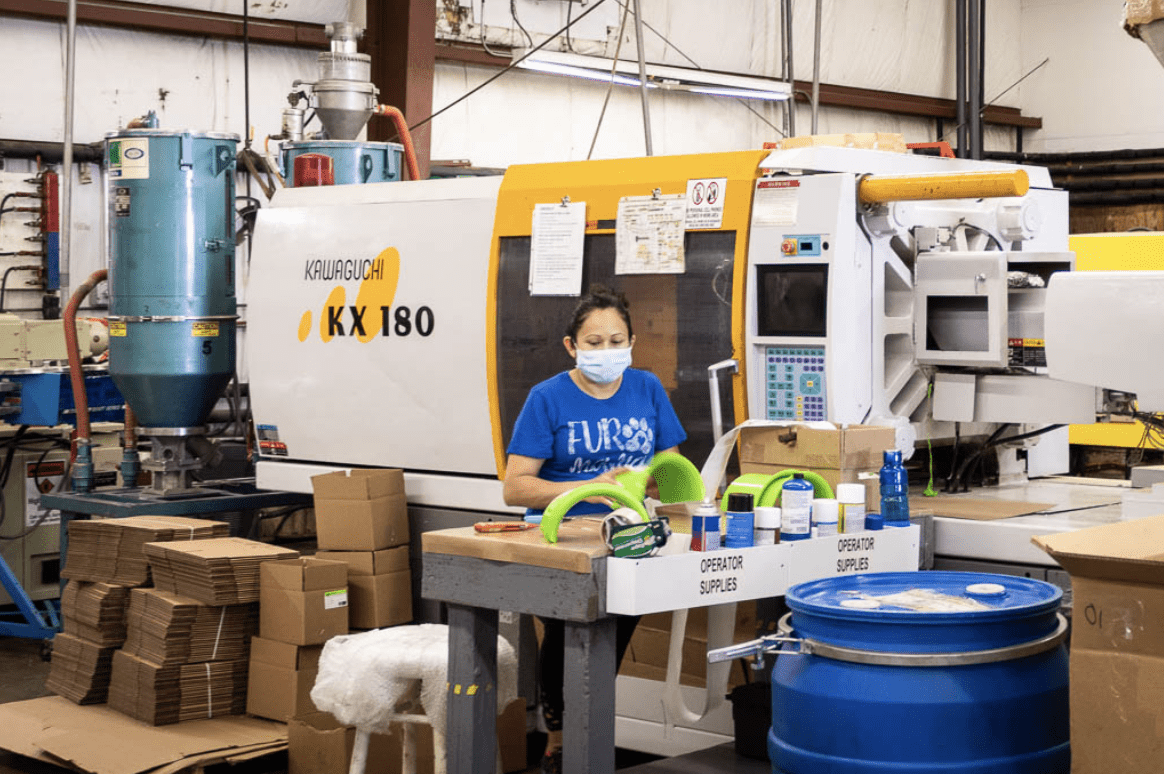 Worker constructing product